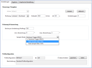 rotabench® EPS/CT Encoder-Test: Einstellungen